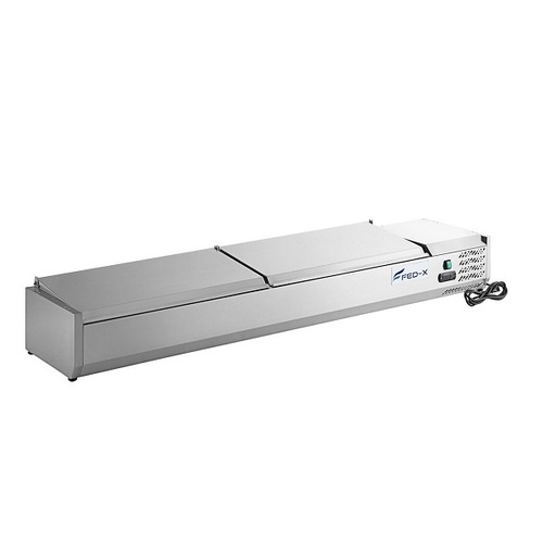FED-X XVRX2000-380S - Stainless Steel Salad Bench with Stainless Steel Lid - 9 x 1/3 GN - XVRX2000-380S