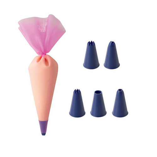 Silicone Piping Set 6 Pieces 39x22x0.5cm / 5 Nozzles - ZGM-N851P