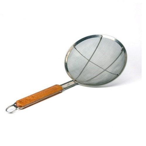 Stainless Steel Fine Mesh Skimmer with Wide Rim - 230mm Ø