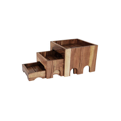 Chef Inox Serve 3-Tier Nesting Buffet Riser Set Acacia 