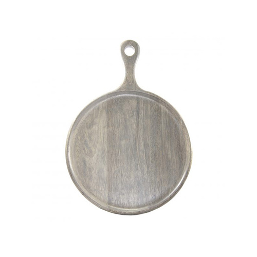 Chef Inox Mangowood Serving Board Round with Handle 300x400x15mm Grey