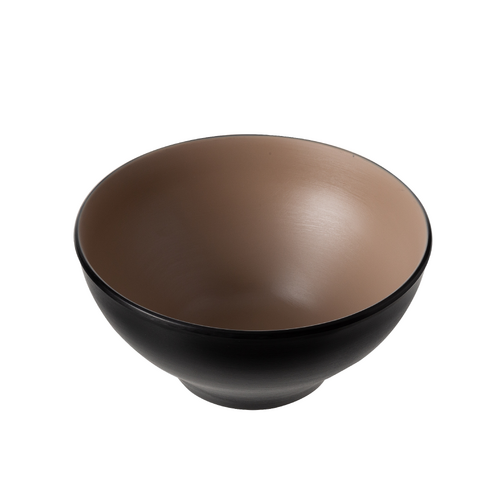 Coucou Melamine Round Bowl 19x8.9cm - Beige & Black