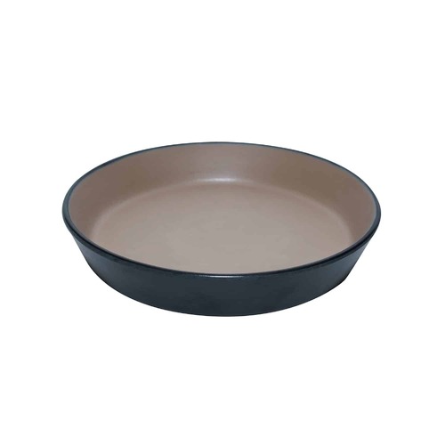 Coucou Melamine Flat Round Bowl 19.1x3.2cm - Beige & Black