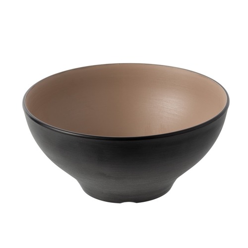 Coucou Melamine Round Bowl 21cm - Beige & Black