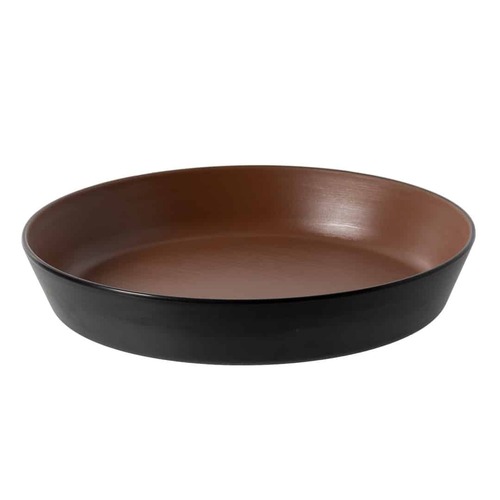 Coucou Melamine Dual Colour Flat Round Bowl 29cm - Brown & Black