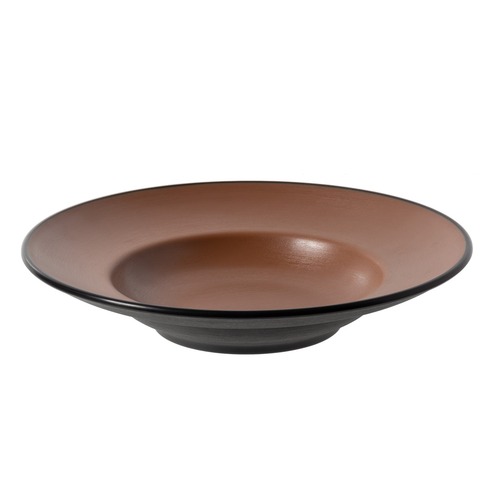 Coucou Melamine Round Deep Plate 26.5cm - Brown & Black
