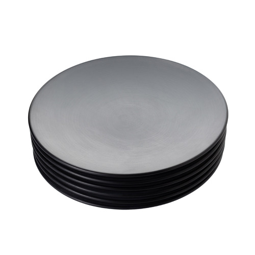 Coucou Melamine Dinner Plate 25.5cm - Grey & Black (Box of 6)