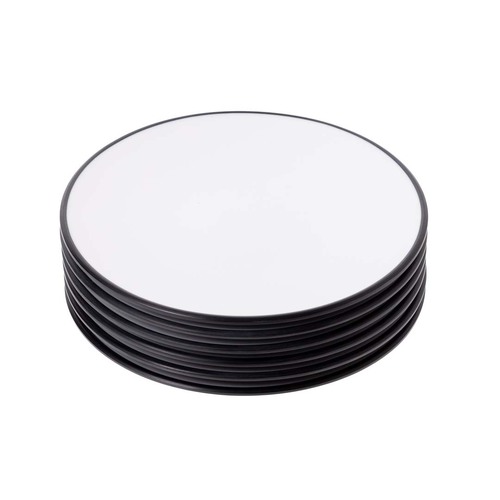 Coucou Melamine Dinner Plate 25.5cm - White & Black (Box of 6) 