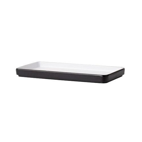 Melamine Dual Colour Rectangle Plate 25x12cm - White & Black