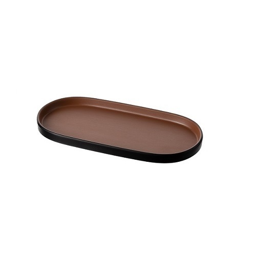 Coucou Melamine Dual Colour Oblong Plate 23.5x11cm - Brown & Black