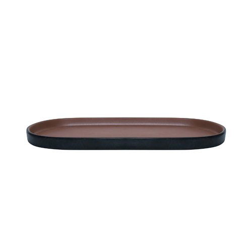 Coucou Melamine Oval Plate 26.2x12.8x1.8cm - Brown & Black