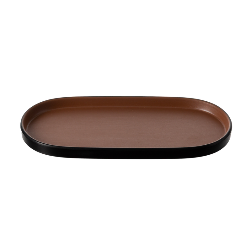 Coucou Melamine Oval Plate 28.8x12.8x1.8cm - Brown & Black