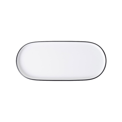 Coucou Melamine Dual Colour Oblong Plate 29x13cm - White & Black