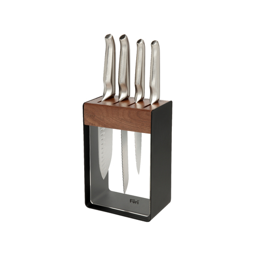Furi Pro Clean and Store Stainless Steel Knife Block Black Set 5pc