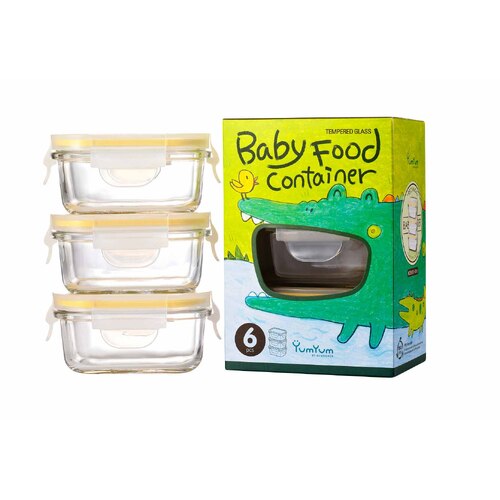 Glasslock Baby Food Rectangle Container 3-Piece Set
