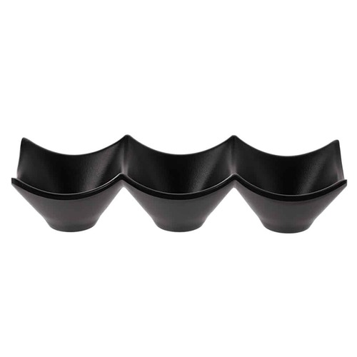 Coucou Melamine Sauce Dish 3 Compartment - Matte Black