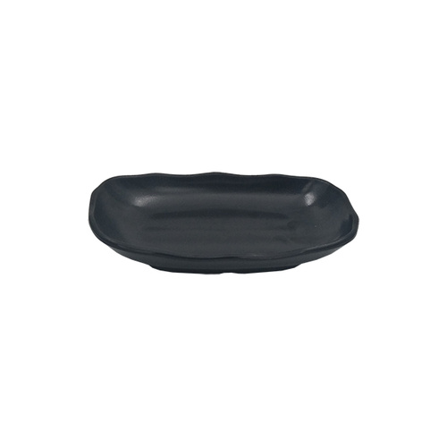 Coucou Melamine Melamine Oblong Ripple Dish 22.5cmx14cm - Black