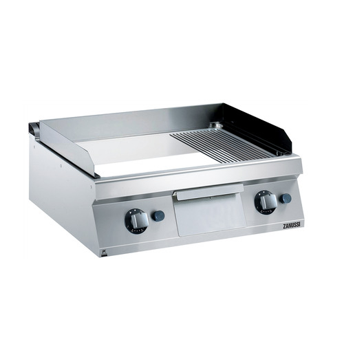 Zanussi EVO700 Gas 800mm 2/3 Smooth 1/3 Ribbed Polished Chrome Plate Fry Top