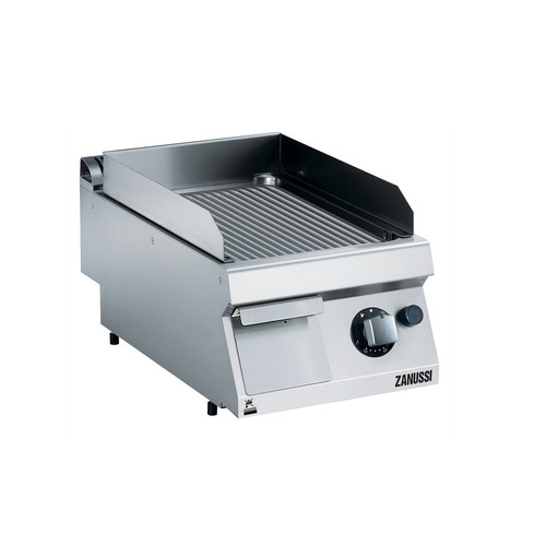 Zanussi EVO700 Gas 400mm Ribbed Brushed Chrome Plate Fry Top