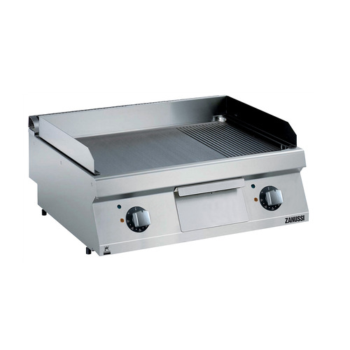 Zanussi EVO700 Electric 800mm Smooth and Ribbed Brushed Chrome Plate Fry Top