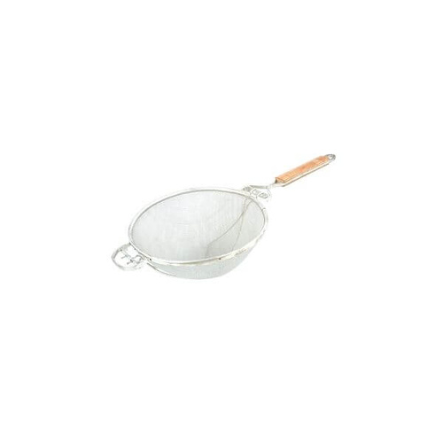 Strainer With Re-Inforced Base - Double Mesh 260x530mm - Stainless Steel, Wood Handle 
