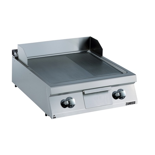 Zanussi EVO900 Gas 800mm 2/3 Smooth 1/3 Ribbed Brushed Chrome Horizontal Plate Fry Top