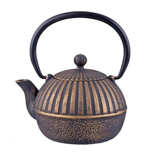 Teaology Cast Iron Teapot 500ml - Imperial Stripe Black / Gold