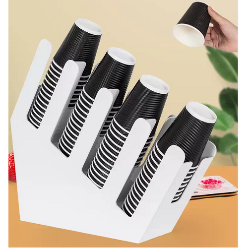 4 Compartment Slanted Cup Holder - White 100x415x460mm