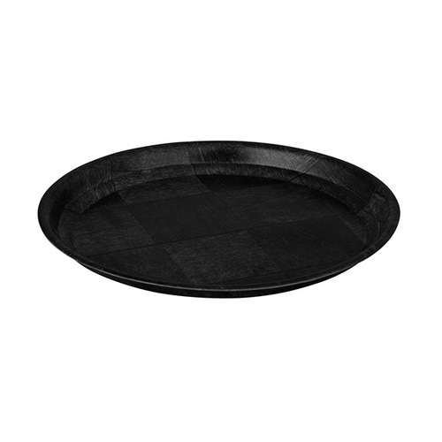 Black Woven Wood Round Tray - 300mm (Box of 12)
