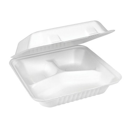 Eco+ Cane Dinner Clam with 3 Compartments 9x9x3" (Box of 200)