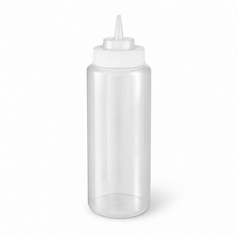 Sauce Bottle 1000ml Clear, Wide Mouth 