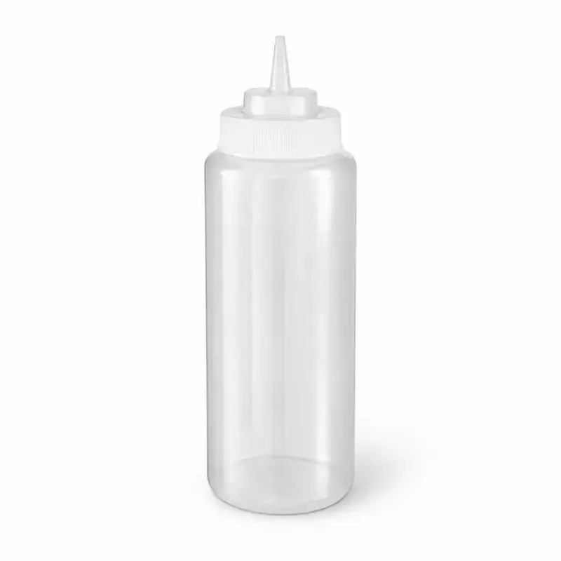 Sauce Bottle 1000ml Clear, Wide Mouth 