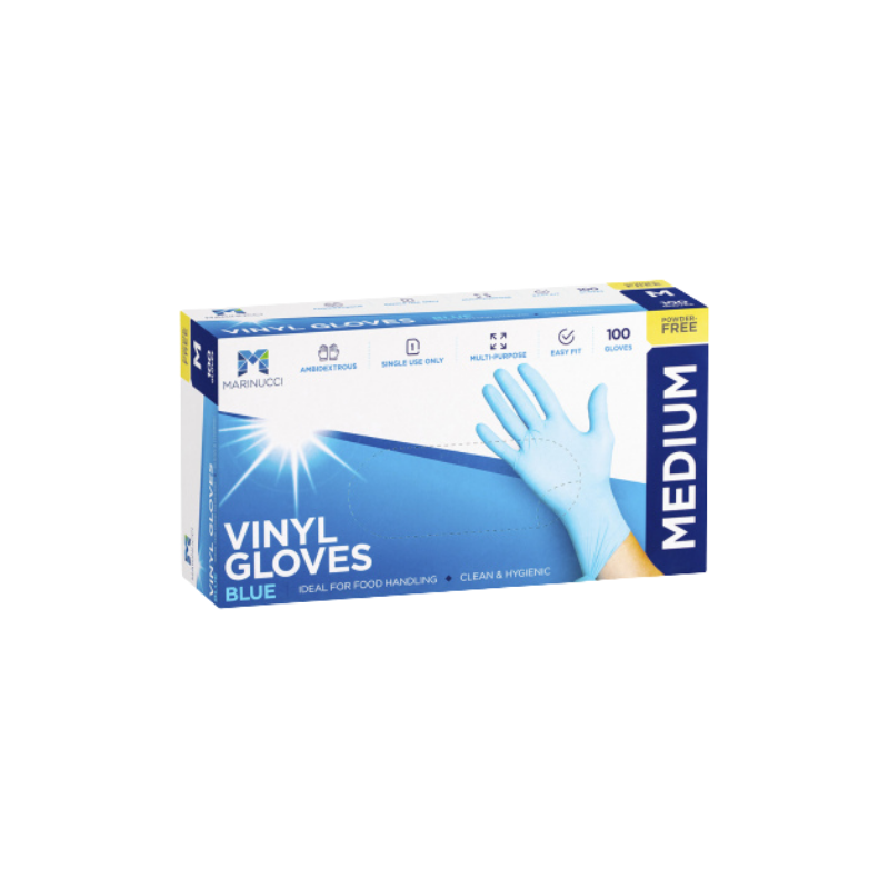 Vinyl Glove Clear P/F Medium Blue (Box of 100)