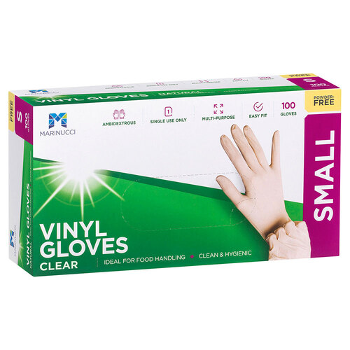 Small Clear Powder Free Vinyl Glove (Box of 100)