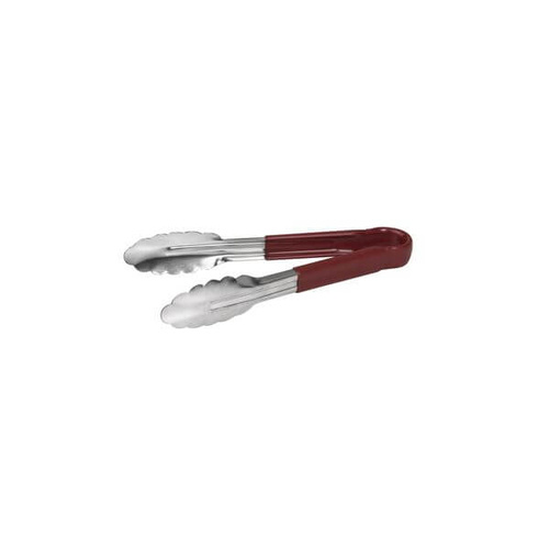 Colour Coded Tong PVC Coated Handle 300mm Brown Stainless Steel, One Piece 