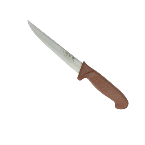 Kharve Boning Knife Straight And Wide Blade 15cm Brown Handle
