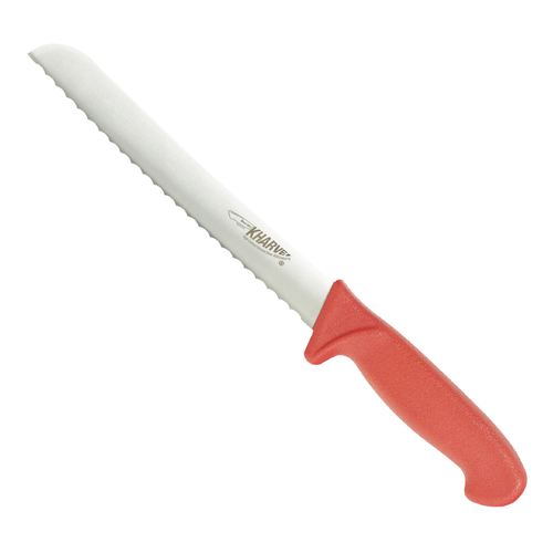 Kharve Bread Knife Serrated 20cm Red Handle