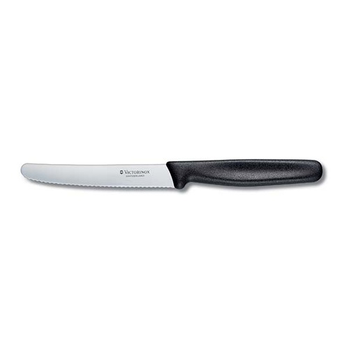 Victorinox Tomato & Sausage Knife Wavy Edge 110mm - Black Polypropylene