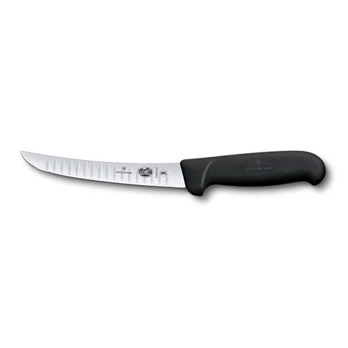 Victorinox Boning Knife Curved Fluted Blade 150mm - Black Fibrox
