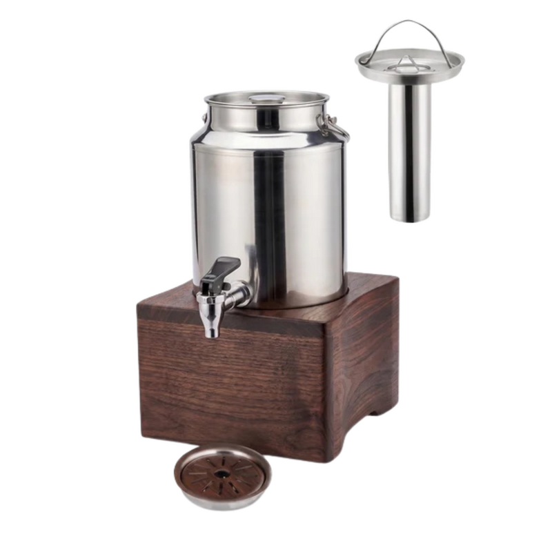 Chef Inox Serve Walnut Wood Drink Dispenser with Ice Core 6L / 250x480mm