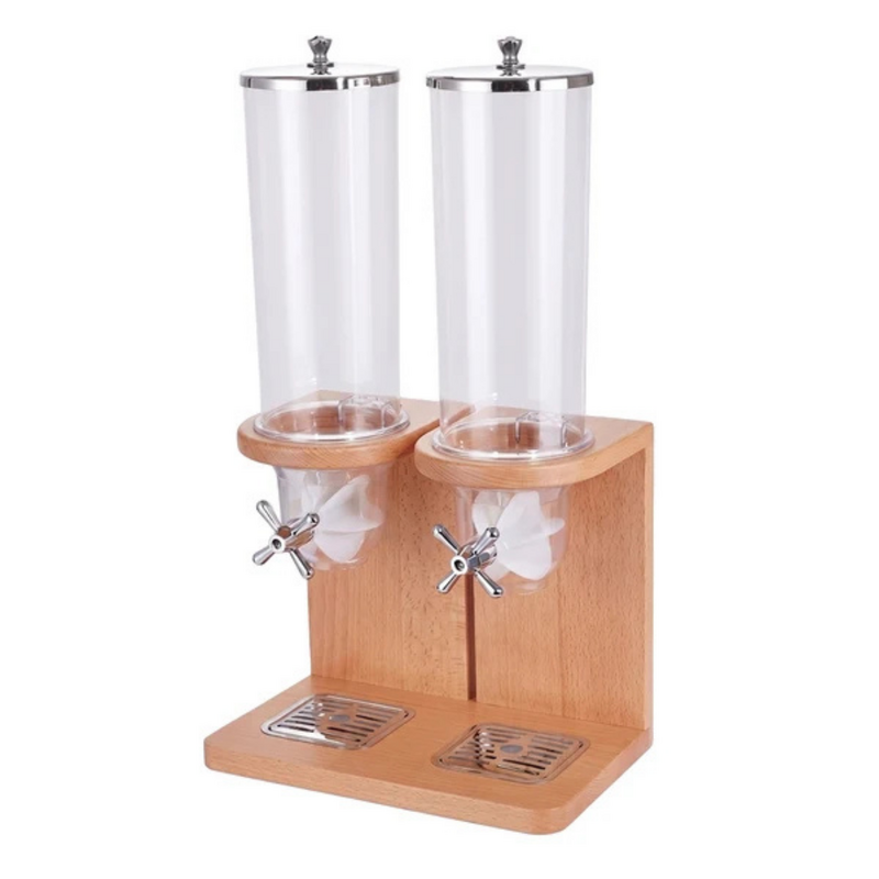 Chef Inox Serve Beechwood Dual Cereal Dispenser 340x220x640mm