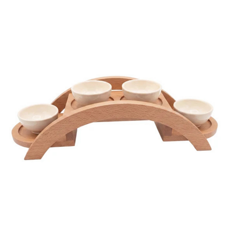 Chef Inox Serve Beechwood 4-Bowl Riser Set 470x150x120mm