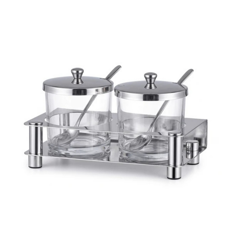 Chef Inox Serve 2-Jar Condiment Holder Set Stainless Steel 190x105x135mm