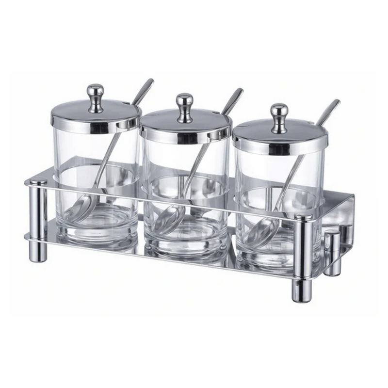 Chef Inox Serve 3-Jar Condiment Holder Set Stainless Steel 275x105x136mm