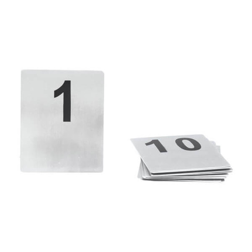 Trenton Flat Table Number - Set Of 1 - 10 100x80mm Black On White Stainless Steel