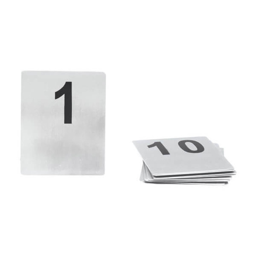 Trenton Flat Table Number - Set Of 11 - 20 100x80mm Black On White Stainless Steel