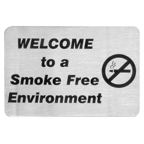 Welcome To A Smoke Free Environment Wall Sign 120x80mm - Stainless Steel