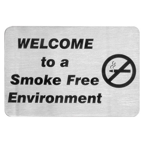 Welcome To A Smoke Free Environment Wall Sign 120x80mm - Stainless Steel