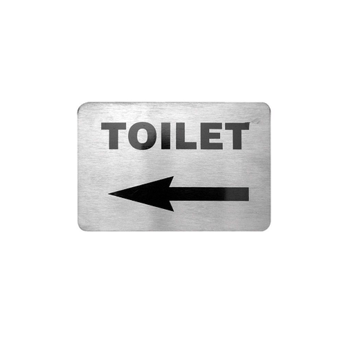 Toilet Left Arrow Wall Sign - Adhesive Back 120x80mm Stainless Steel