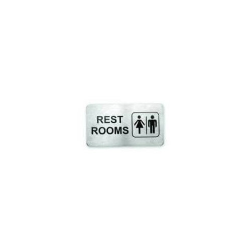 Restrooms Wall Sign - Adhesive Back 110x60mm Stainless Steel